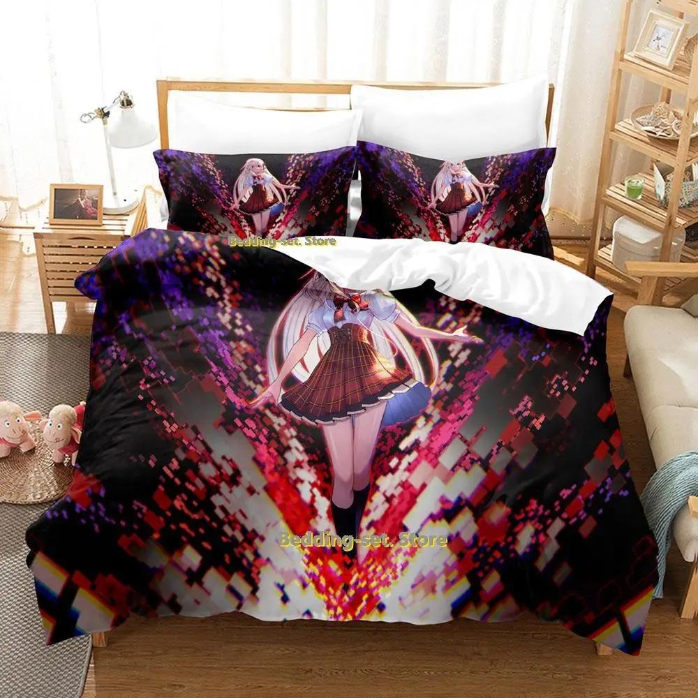 The World Ends With You Sakuraba Neku Bedding Set Cartoon Anime Three-piece Set Adult Kid Bedroom Duvetcover Sets 3D Kawaii Cool