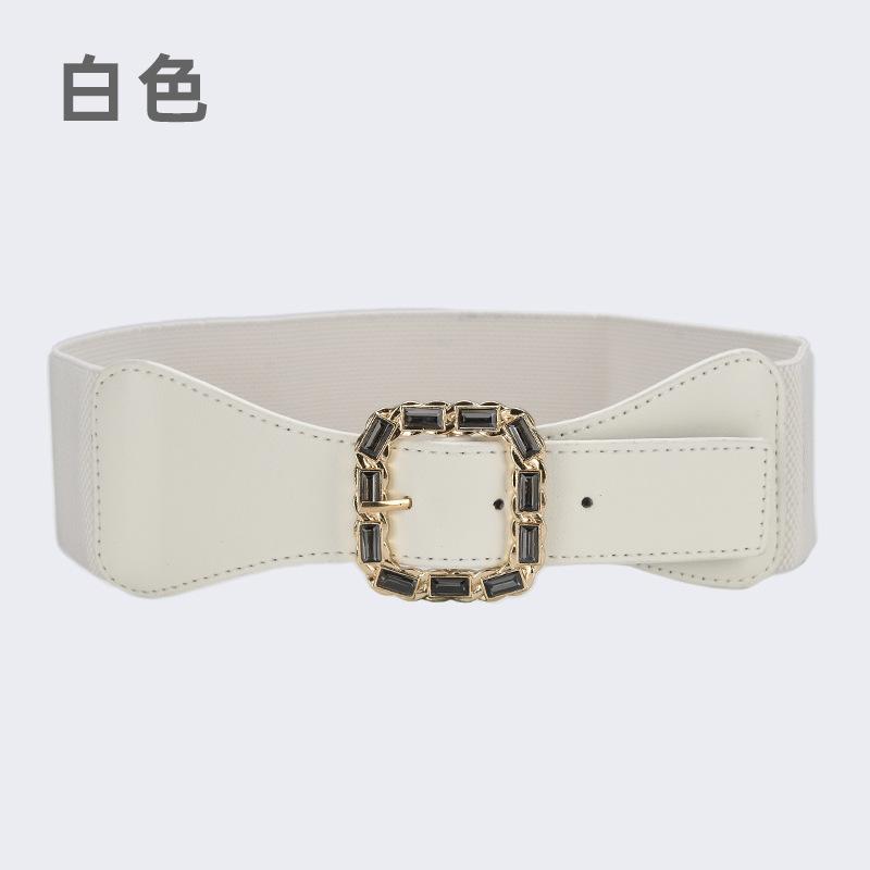 Leather Wide Waist Seal Decoration Versatile Ins Style with Dress Suit, Elastic Stretch Pin Buckle Belt Coat Belt