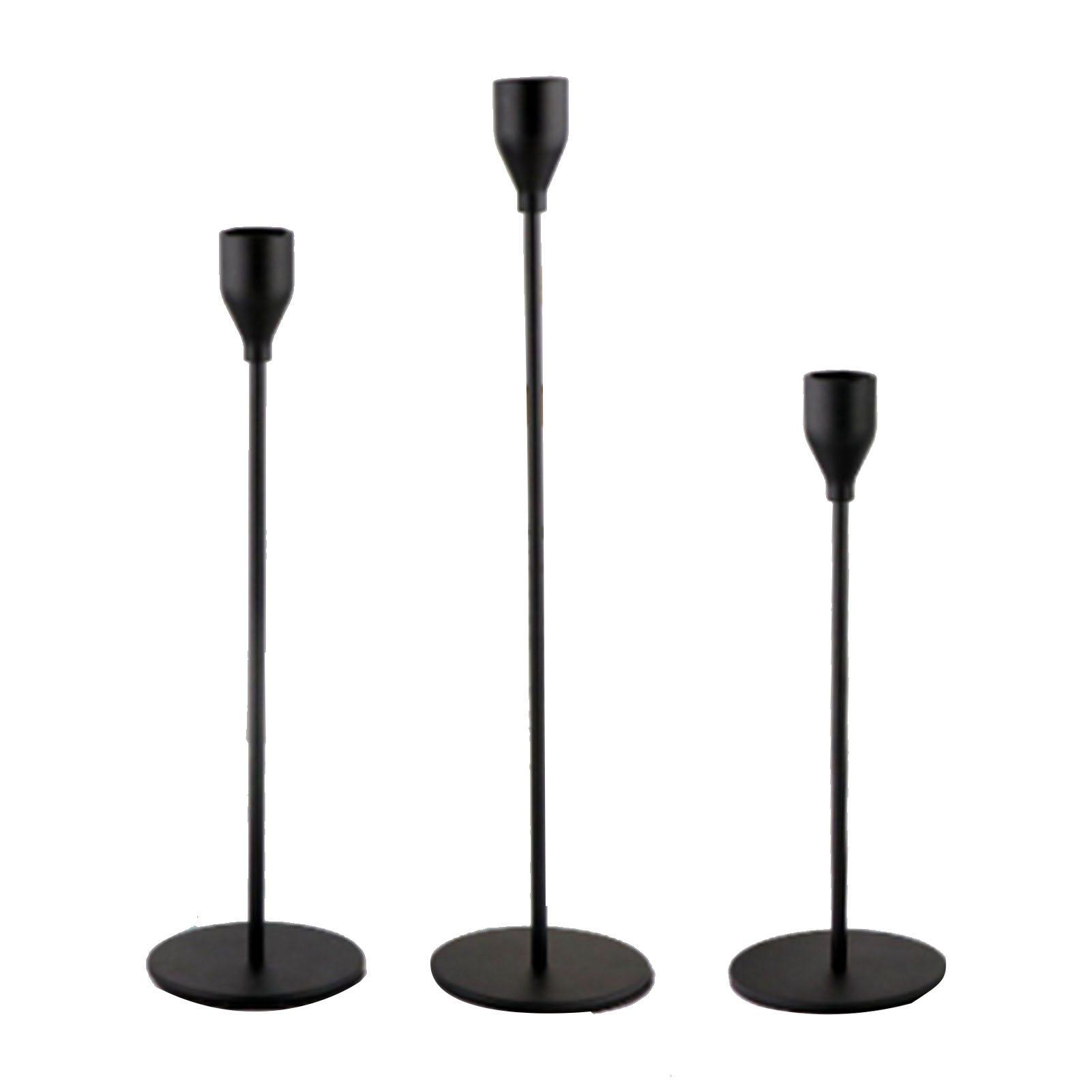 

Candlestick Holder Matte Romantic Decorative Metal Tapered Candle Stand for Wedding Party Dinner Black 3pcs