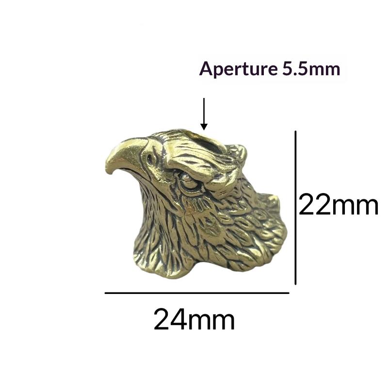 Premium Vintage Brass 3D Eagle Head Paracord Bead EDC Keychain Knife Pendant Decor for Backpack Accessories