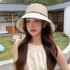 Hat women's summer stripes big edge bucket hat versatile face small travel sun hat