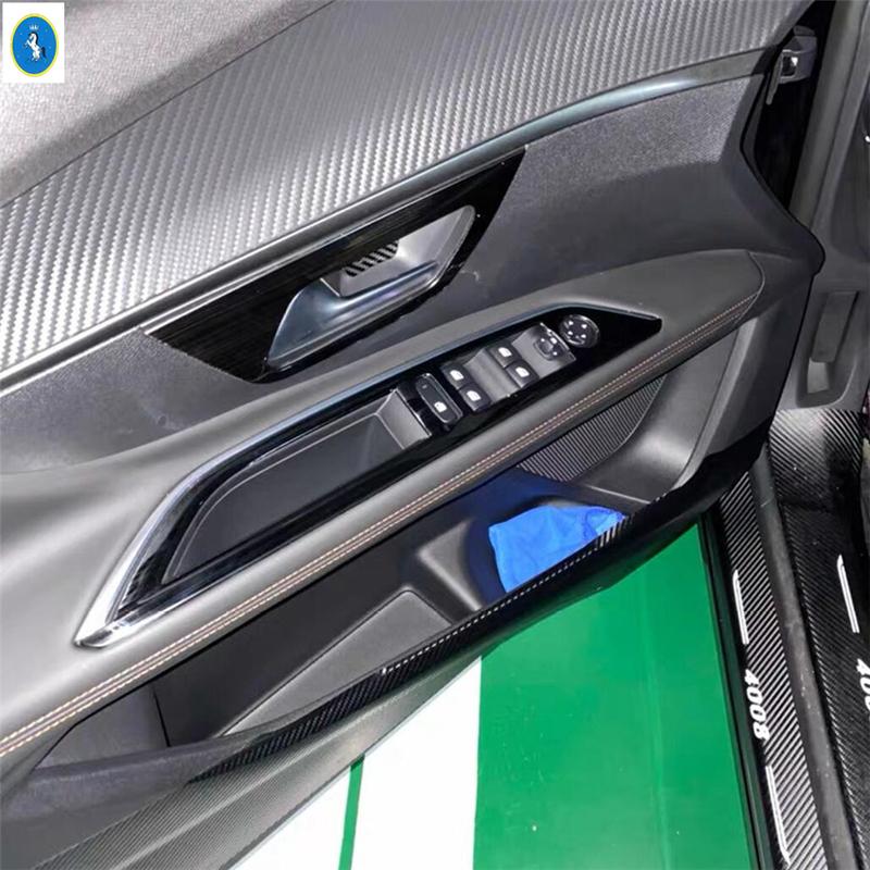 Car Inner Door Handle Bowl Frame Cover Trim For Peugeot 3008 5008 GT 2017 - 2025 Carbon Fiber / Matte / Black Brushed / Silver