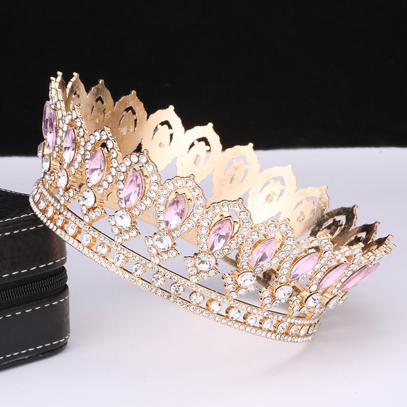 New Baroque Bridal Crown Round Multicolor Crown King Queen Birthday Party Alloy Hair Accessories