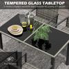 Outdoor Dining Set 5 Pieces Patio Conservatory with Tempered Glass Tabletop,4 Dining Chairs - Mixed Grey