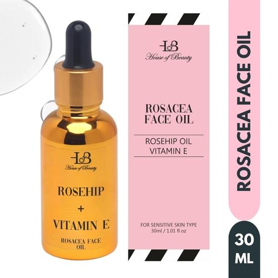 HOUSE OF BEAUTY Rosacea Face Oil with Pure cold pressed Rosehip & Vitamin E for Face Moisturizing, Suitable For Sensitive Skin Type - (30 ml)