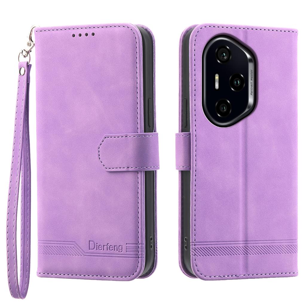 DIERFENG DF-03 For Honor 300 Pro/300 Ultra Leather Case Lines Imprint Wallet Phone Cover
