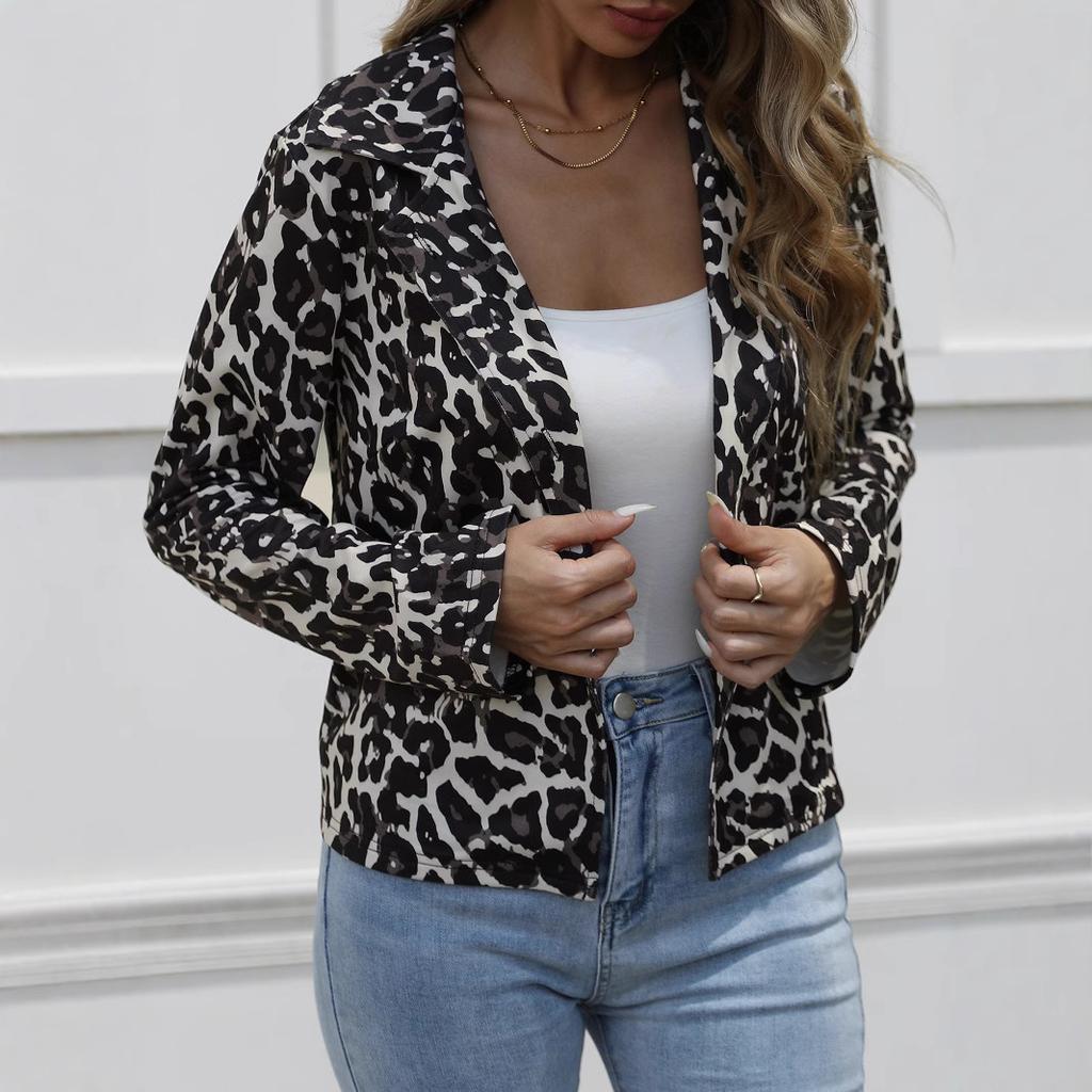 HNXC Fashion Leopard Print Single-breasted Casual Blazer