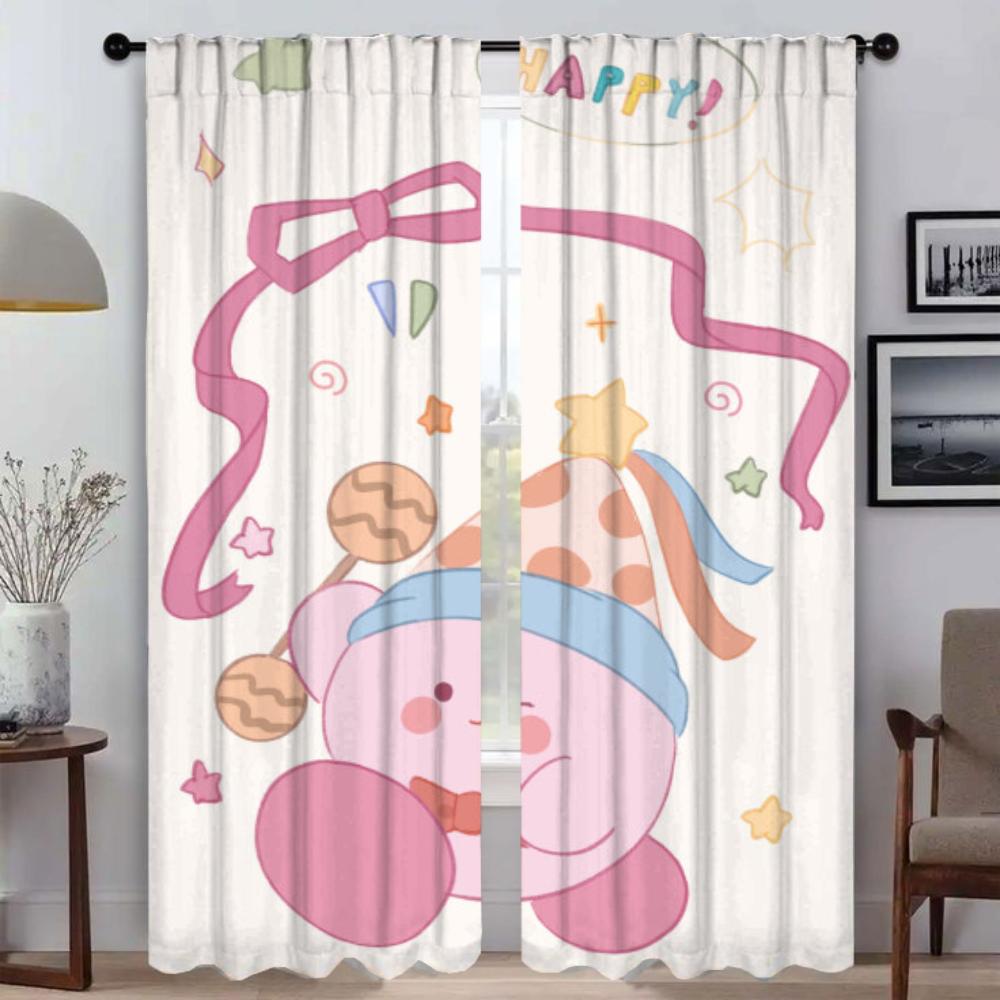 Kawaii Cartoon K-KirbyS Window Curtain for Room 2 Panel Partition Curtains for Bedroom Halloween Decoration Living Kitchen Child