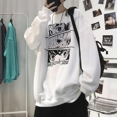 Ανδρικό Φούτερ με Επένδυση Fleece σε Κορεάτικο Στυλ με Κινούμενα Σχέδια – Μοντέρνο Πουλόβερ Φθινοπώρου & Άνοιξης