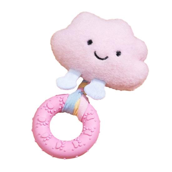 Haustier Kauspielzeug Cartoon-Figuren Weicher Plüsch TPR Kauspielzeug-Ring mit eingebautem Geräusch