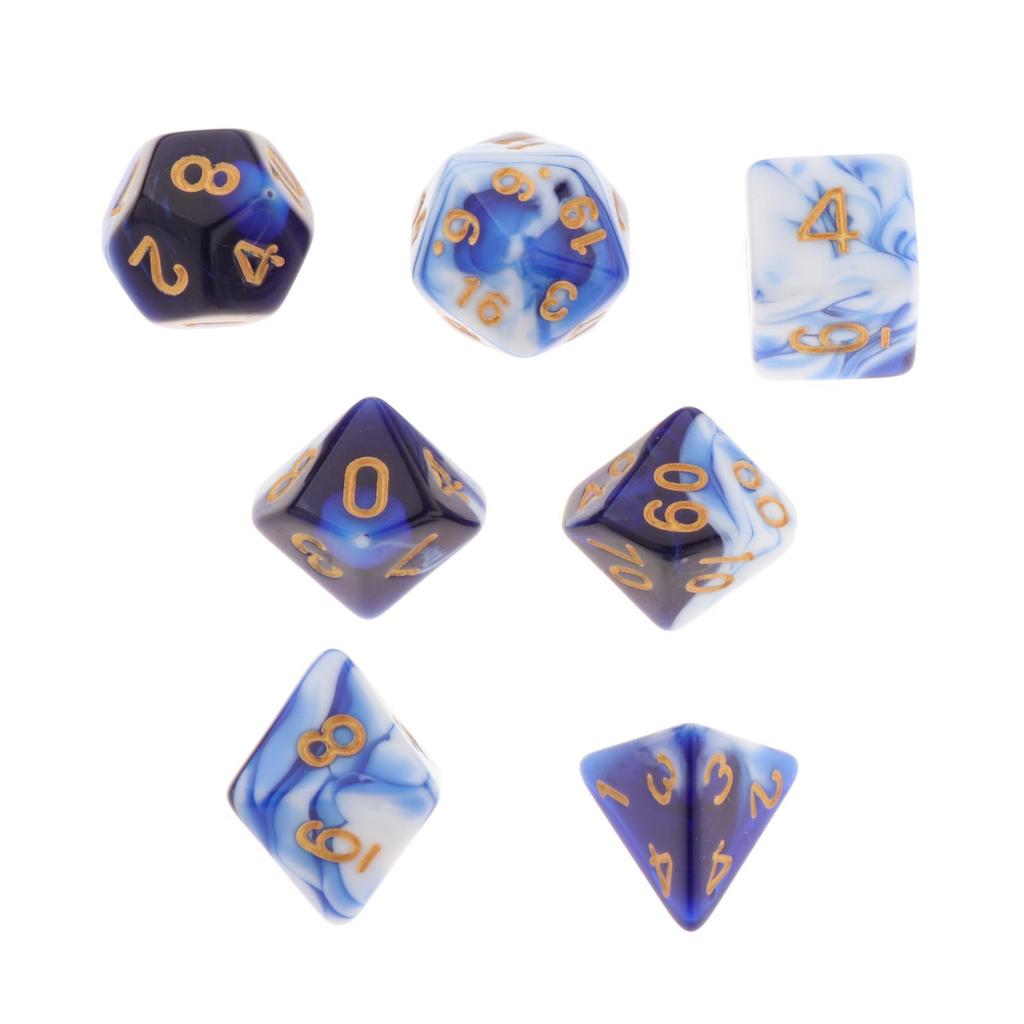 7pcs/set Double-Colors Acrylic Polyhedral Dice Set D8 D10 D10% D12 D20 for Board Games Family Games RPG