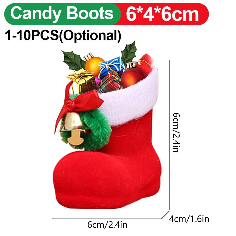10-1pcs Christmas Candy Bags Red Boots Creative Sugar Bags Santa Gift Bag For Xmas Cookies Gifts Packing Supply Happy New Year