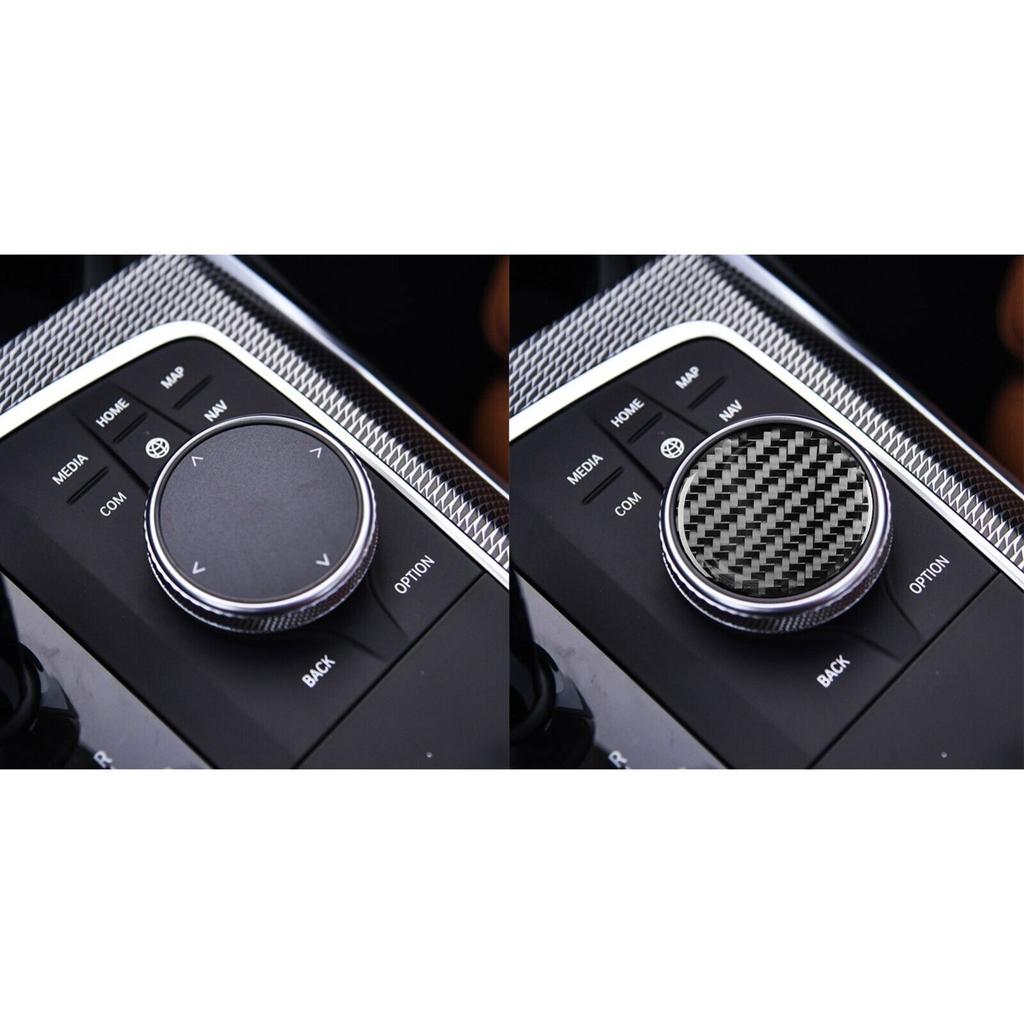 Real Carbon Fiber Console Multimedia Knob Cover For BMW 3 4Series M4 G20 G28 G82