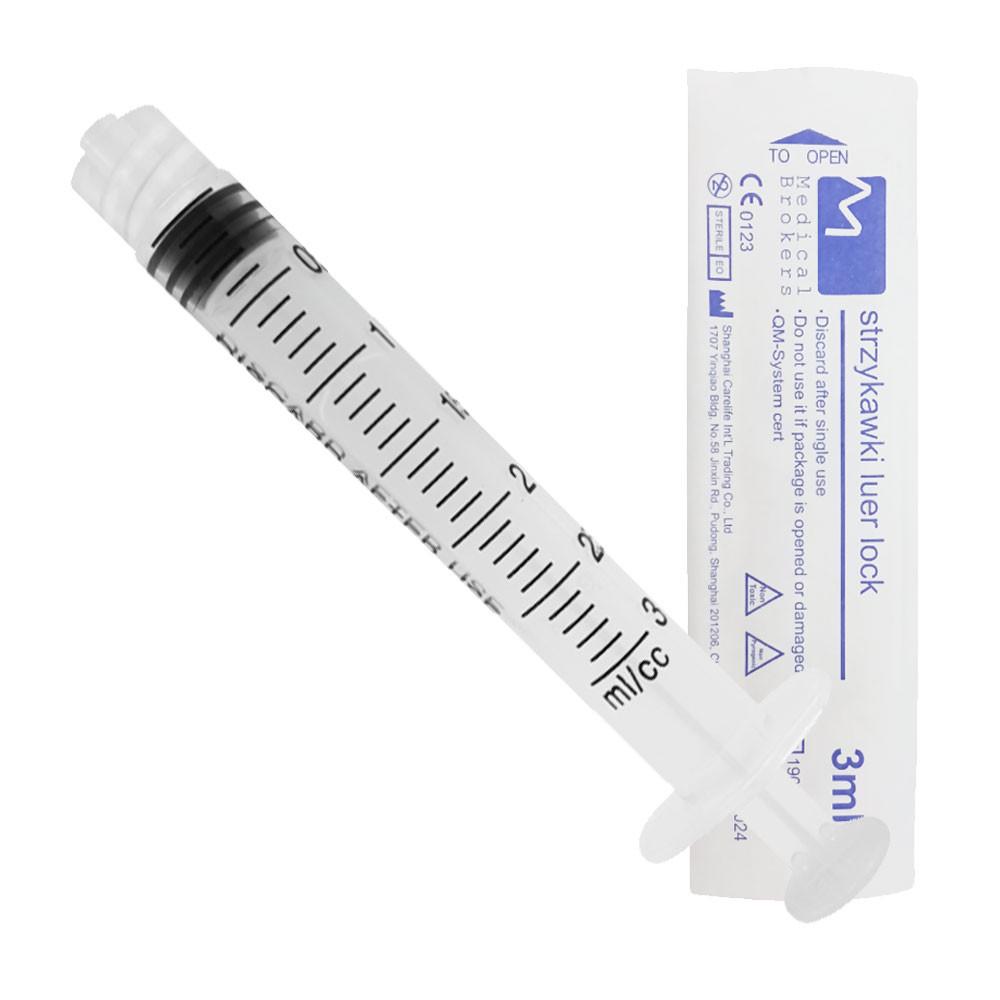 3ml Luer Lock Syringe Three-Part Medical Brokers 100pcs