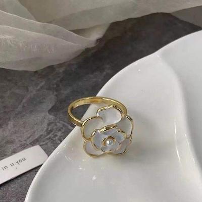 Camellia Micro-Inlaid Zircon Opening Ring Female Japanese And Korean Simple Niche Index Ring Necklace