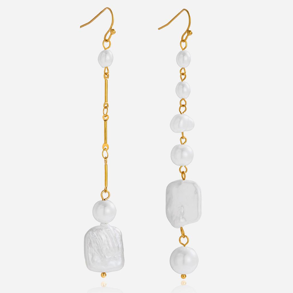 Design Elegant Elegant Wind 18K Gold, Freshwater Pearl Fringed Earrings Versatile Earrings