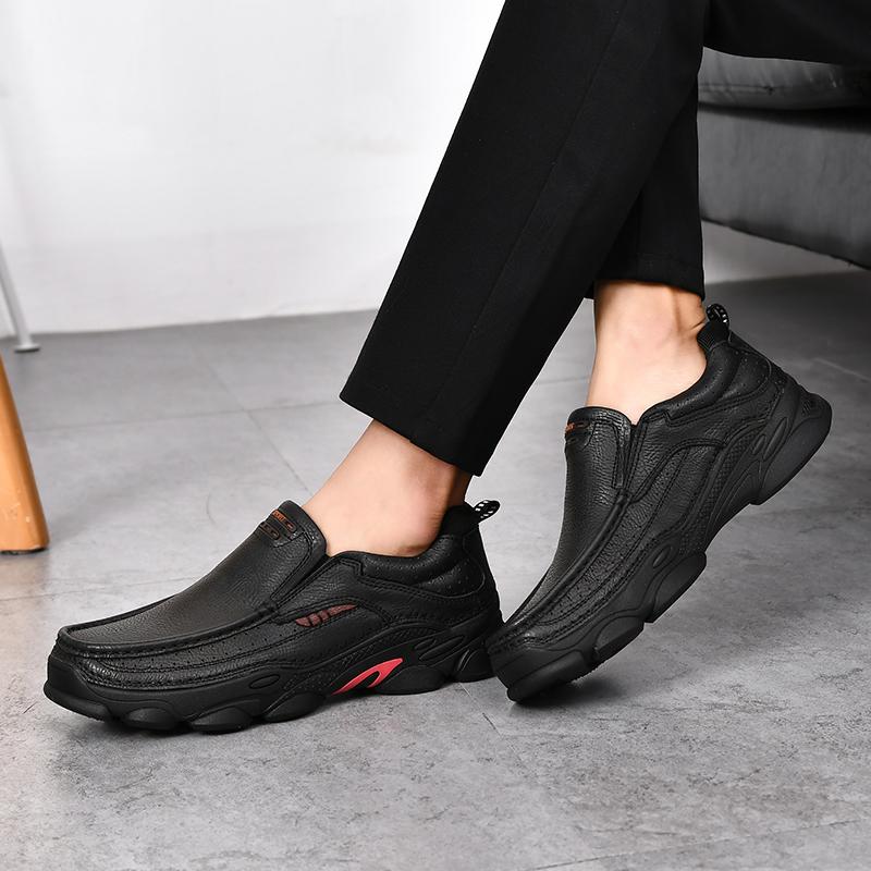 Fashion Handmade Leather Soft Soled Shoes Mens Vintage Style Comfy Casual Shoes Luxury Brand Loafers Breathable Non-Slip Walking Shoes