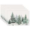 4/6pcs, Winter Wonderland Table Mats, Happy Holidays Pine Trees And Snowflakes Christmas Kitchen Dining Table Mats for Indoor An