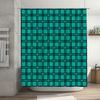 Green Checkered Shower Curtain Waterproof Home Decor Bath Mat for Bathroom Decoration Blue Green Large Grids Pattern (180x240cm)