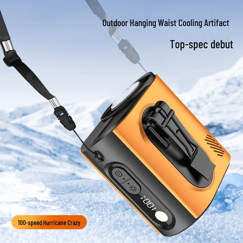 Portable Clip-On Waist Fan with Long-Lasting Battery & LED Light - Ideal for Outdoor Mountaineering
