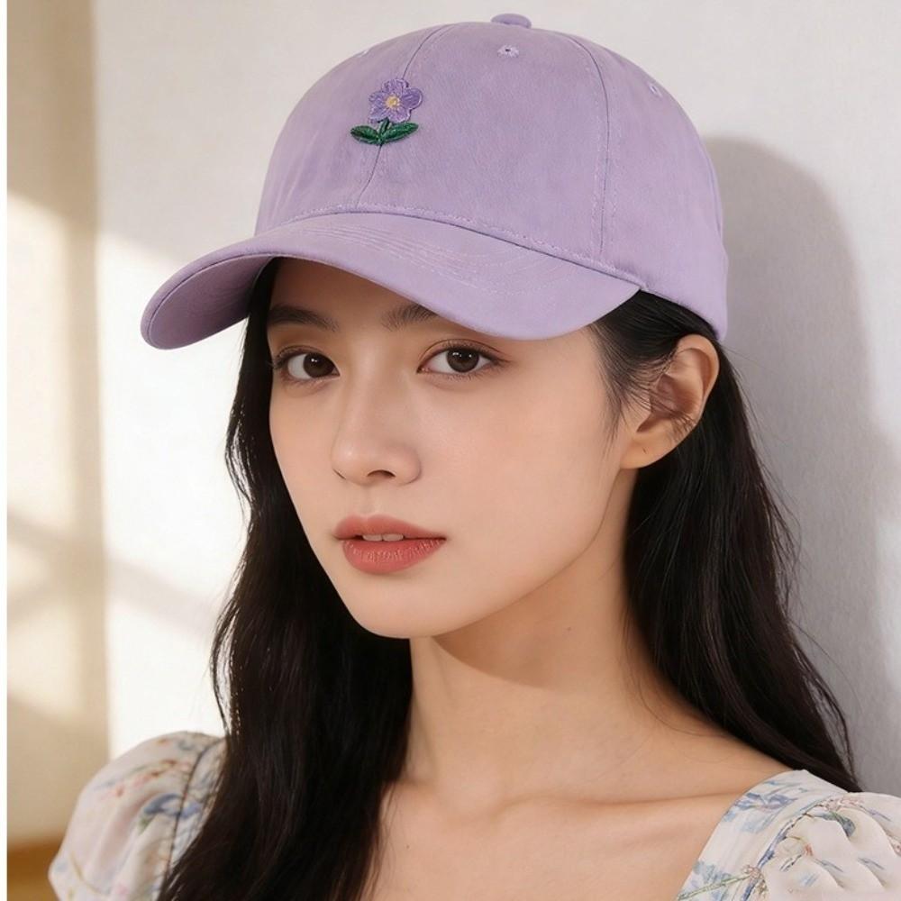 Adjustable Embroidered Peaked Hat Korean Style Sunshade Casquette Flower Baseball Cap  Women
