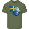 Gekräuselte Schwedische Flagge Schwedentag Fußball Unisex Leichtes Baumwoll-T-Shirt