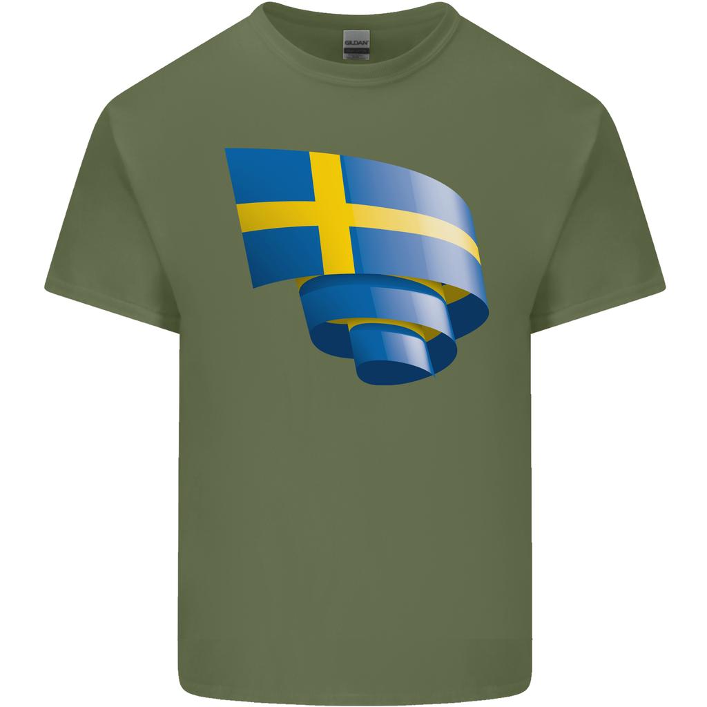 Gekräuselte Schwedische Flagge Schwedentag Fußball Unisex Leichtes Baumwoll-T-Shirt