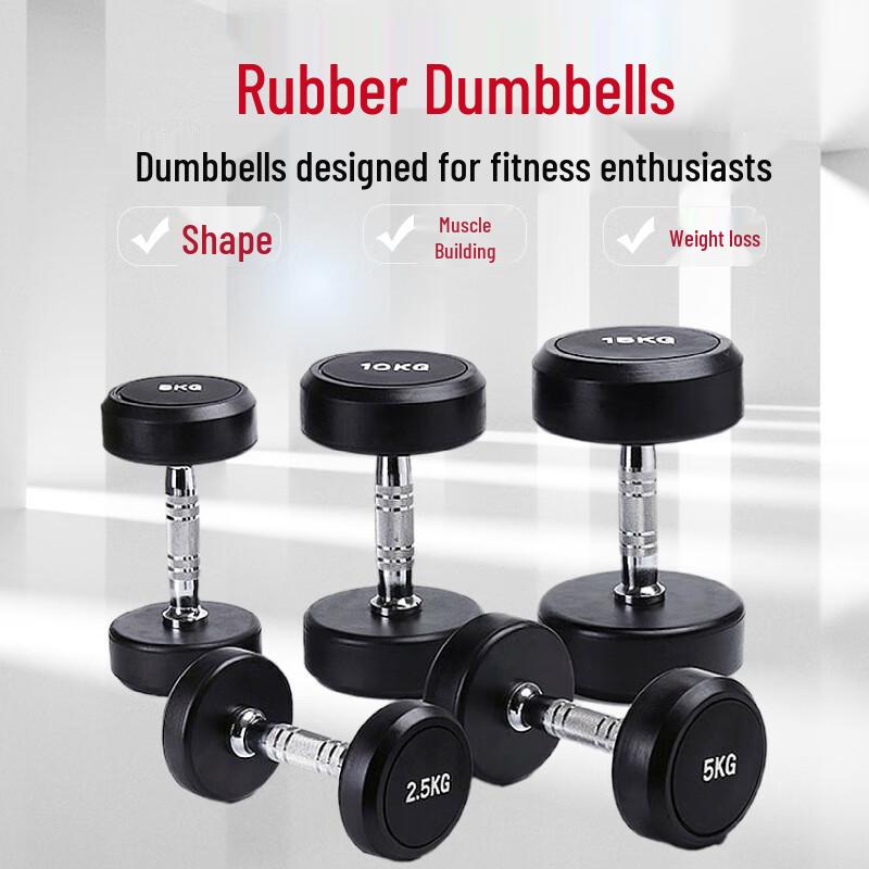 Kairui Rubber Coated Cast Iron Dumbbell Set