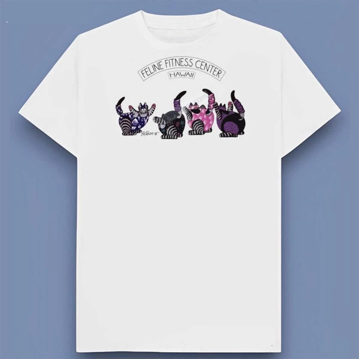 Cat Feline Fitness Center Hawaii Feline Workout T-Shirt Size S-5XL S
