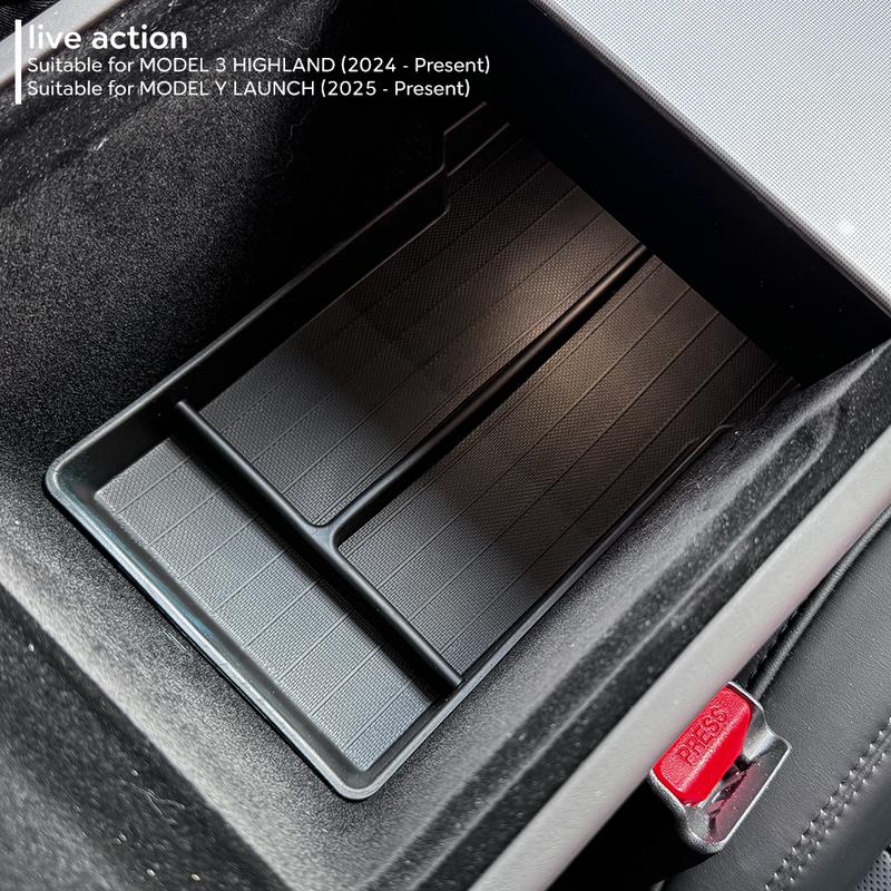 For Tesla Model Y Launch Juniper 2025+ Model 3 Highland 2024 Center Console Eyeglasses Case Armrest Storage Box Tray Upper&Lower