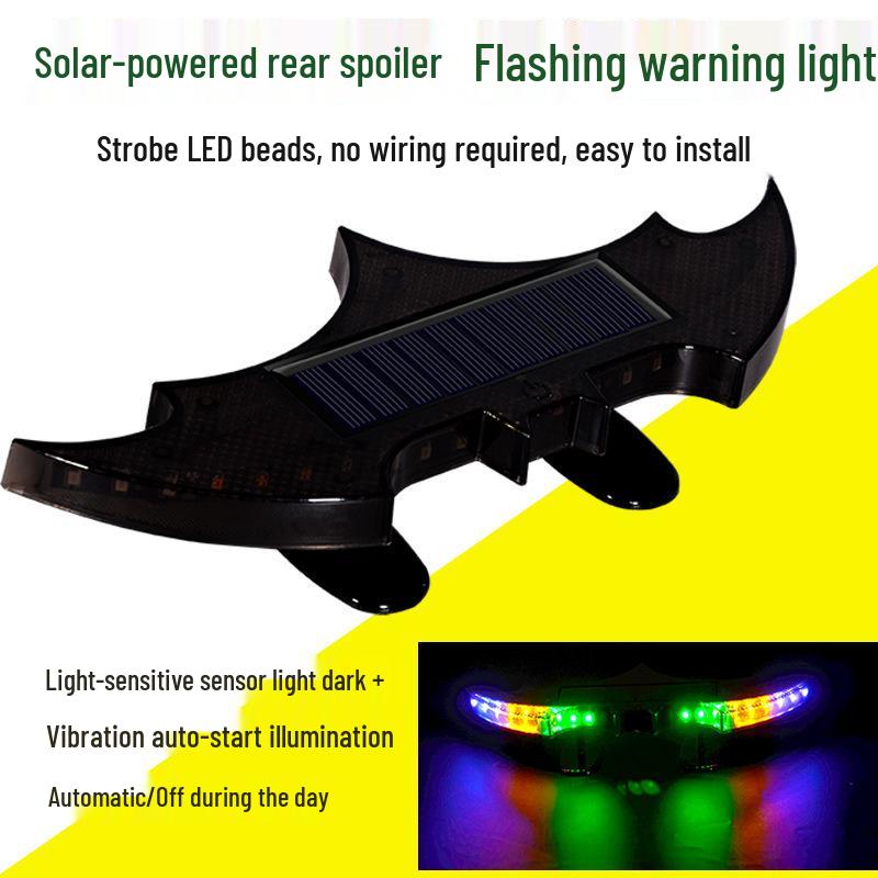 

Seven-Color LED Solar Bat Tail Wing Light - Mini Universal Anti-Rear-End Atmosphere Light