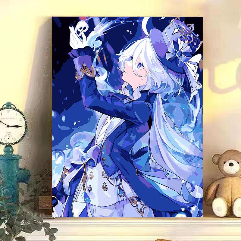 "Digital DIY Oil Painting: Two-Dimensional Anime Water God Fu Nina Decorative Artwork"