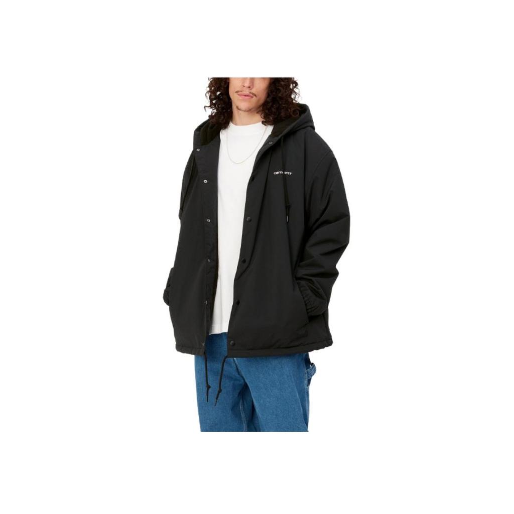 Carhartt WIP FW23 Tour Series Coach Jacket Solid Color Letter Drawstring Hooded Coach Jacket Men Jacket Black I032247-0D2-XX
