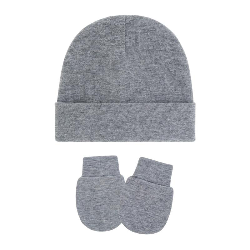 4 Set Baby Bonnet Cap Feature Foldable Edge with Mittens Cotton Fabric Gentle On Sensitive Skin Multiple Color Available