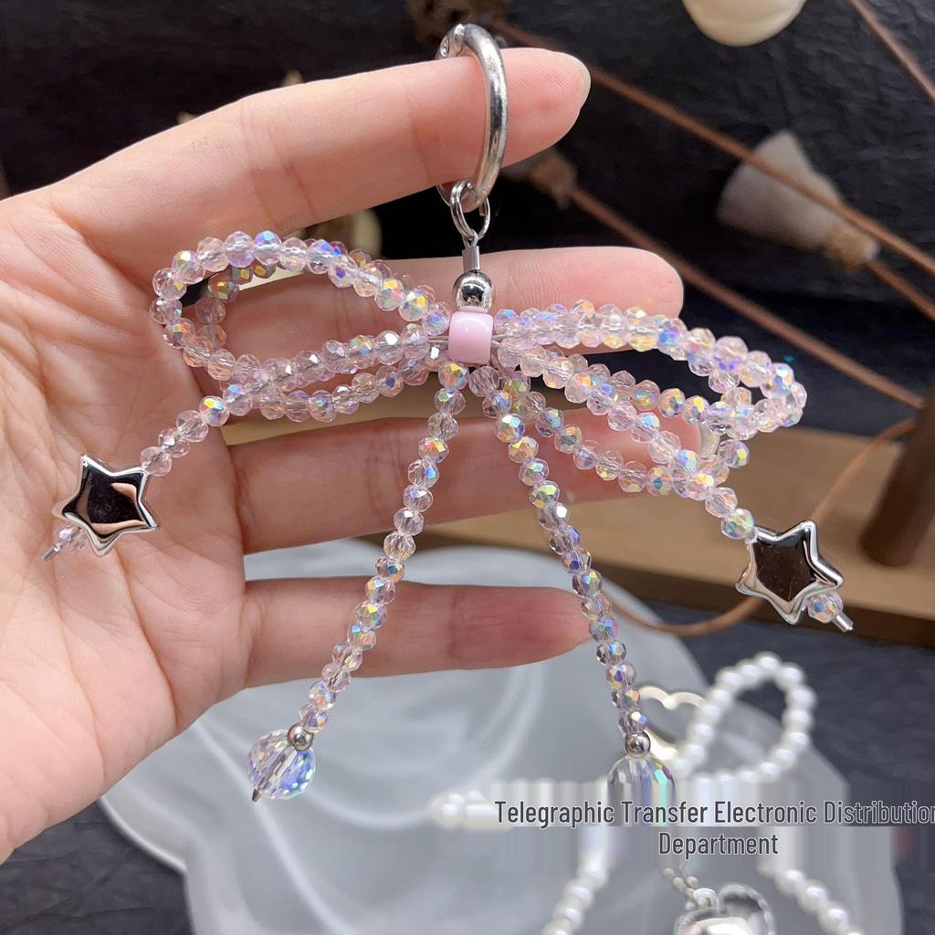 Crystal Bow Pendant Keychain & Phone Lanyard for Women