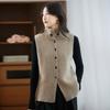 Women's 100% Cashmere Button-Up Vest, Thickened High-Neck Cardigan Sweater, Ideal for Layering As Outerwear Wool Knitwear