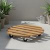Round Planter Stand with Wheels Carbonized Wooden Floral Pot Indoor Outdoor Use