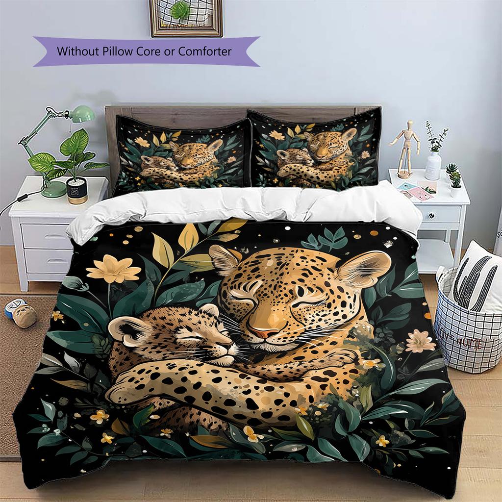 Hugging Animals  Pattern Bedding Quilt Set Quilt Cover Pillowcase Home Decoration  Gift (1 * duvet cover + 2 * pillowcase, without core)
