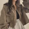 French Retro Corduroy Lapel Short Jacket - Women's Petite Trendy Casual Fall/Winter Coat