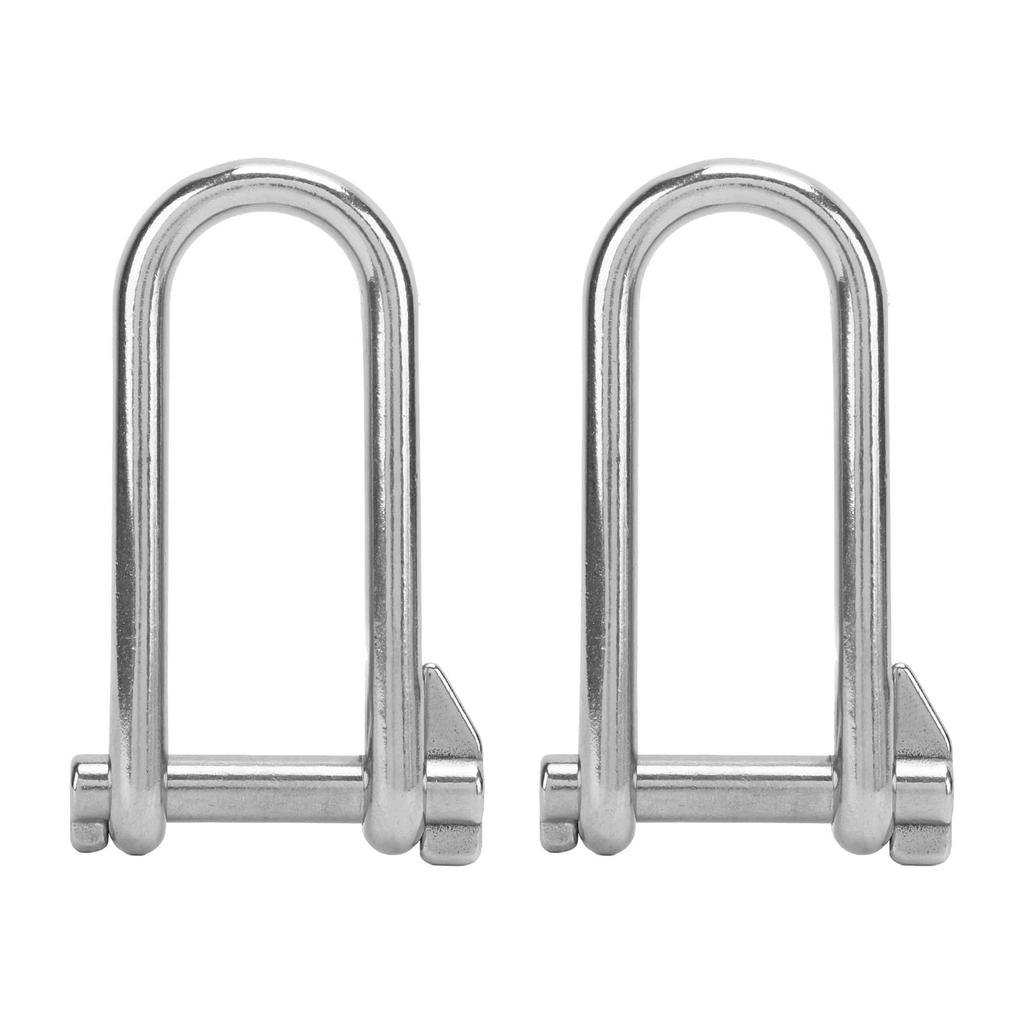 2pcs Long D Shackle Heavy Duty 8mm Marine Grade 316 Stainless Steel D Ring Shackles for Boats RVs Trailer