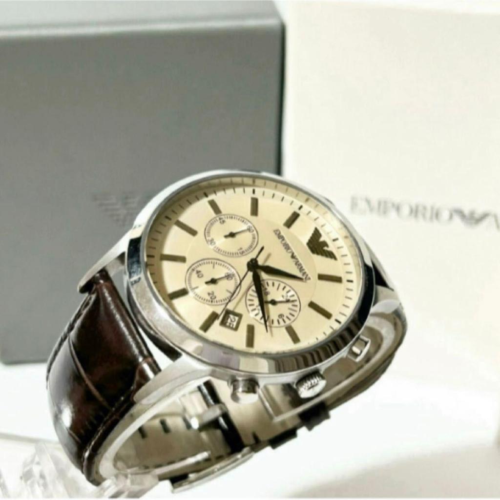Used EMPORIO ARMANI Armani men's watch AR-2433 QZ chronograph operation confirmed