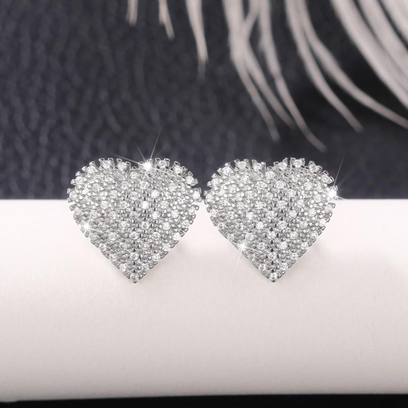 

CAOSHI Shiny Full Zirconia Stud Earrings for Women Romantic Love Heart Design Accessories for Engagement Bridal Wedding Jewelry