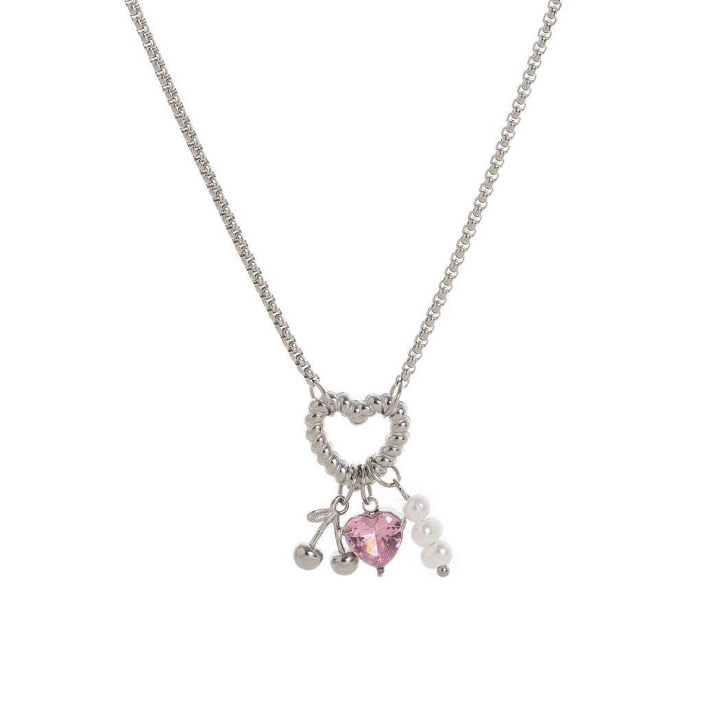 Colorful 12th Birthday Stone Pendant DIY Accessories Necklace Women's 12th Birthday Stone Square Colorful Zircon Necklace
