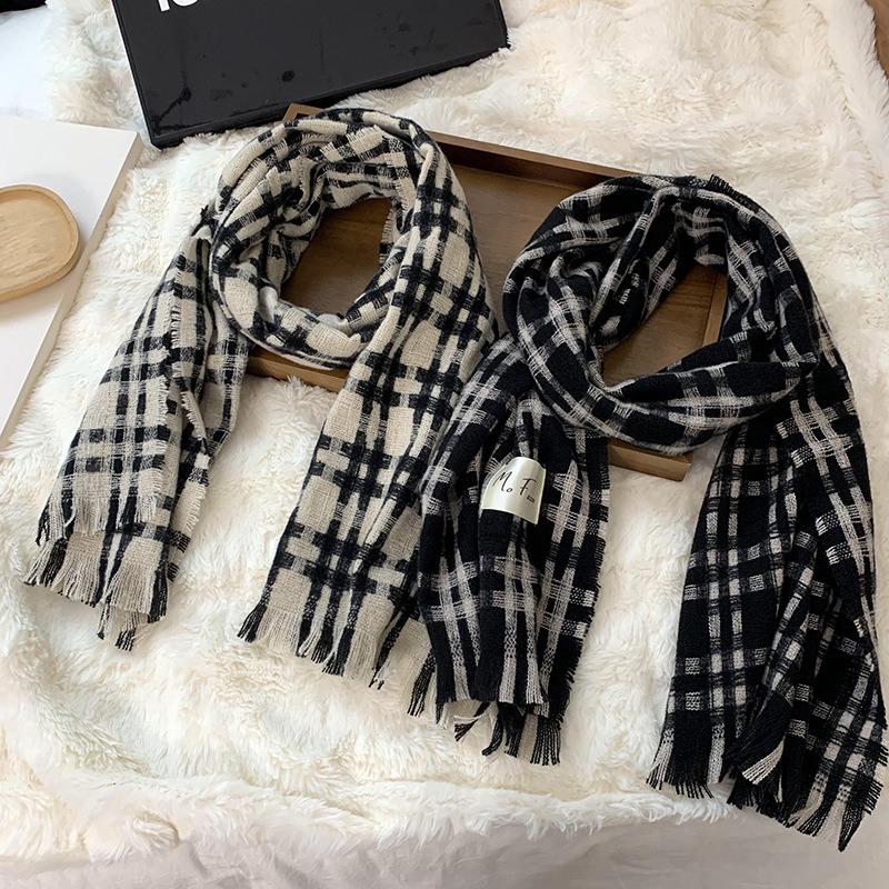 Knitted Shawl Scarf High-end Autumn and Winter New Versatile Fashion Thickened Warm Plaid Scarf