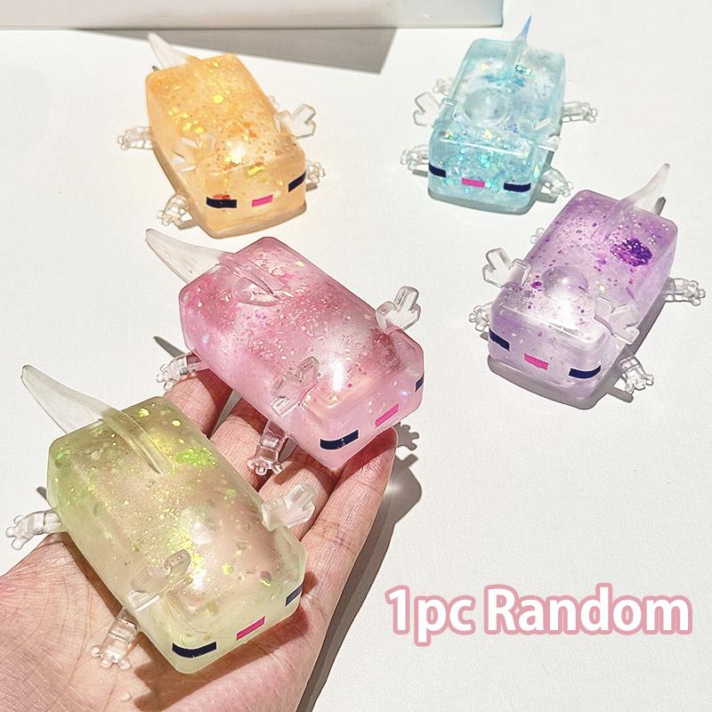 Quetschbares Axolotl-Spielzeug mit Glitzer-Pailletten, langsam aufsteigende Stressabbau-Kugel, Tier-Sensorik-Fidget-Spielzeug, Quetsch-Entlüftungsspielzeug, Lustiges Spielzeug, Geschenk