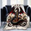 1pc Black Dragon with Sword Blanket  Home Decorative for All Seasons, Living Room, Travel, Camping