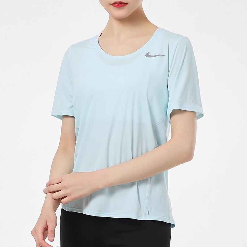 Nike Dri-FIT Training Sports Quick-Dry Short Sleeve T-Shirt Women Tops Blue CJ9445-474