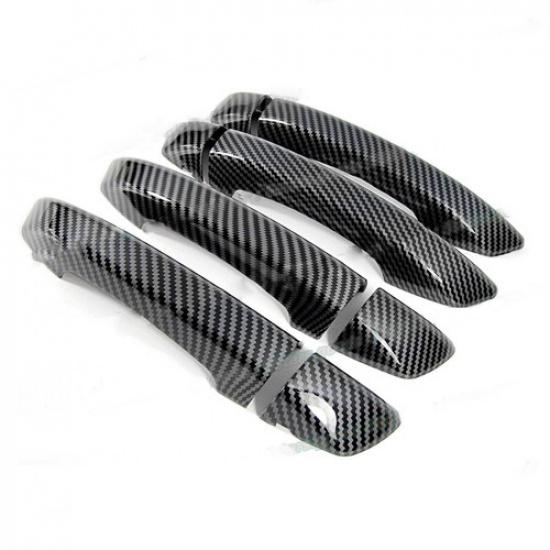 Glossy Carbon Fiber Cover Trim For 2010-14 VW GTI Hatchback 4D Side Door Handle
