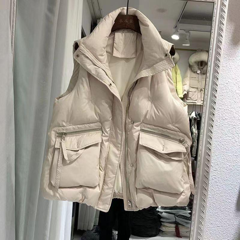 Fashionable and Warm Autumn Winter Loose Korean Version Cotton Vest Women's Wear  Sleeveless Coat