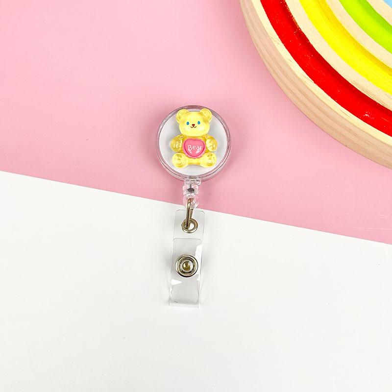 Cute Cartoon Resin Crystal Retractable Badge Reel ID Lanyard Name Tag Card Badge Holder Reels Keychain Card Holder Accessories